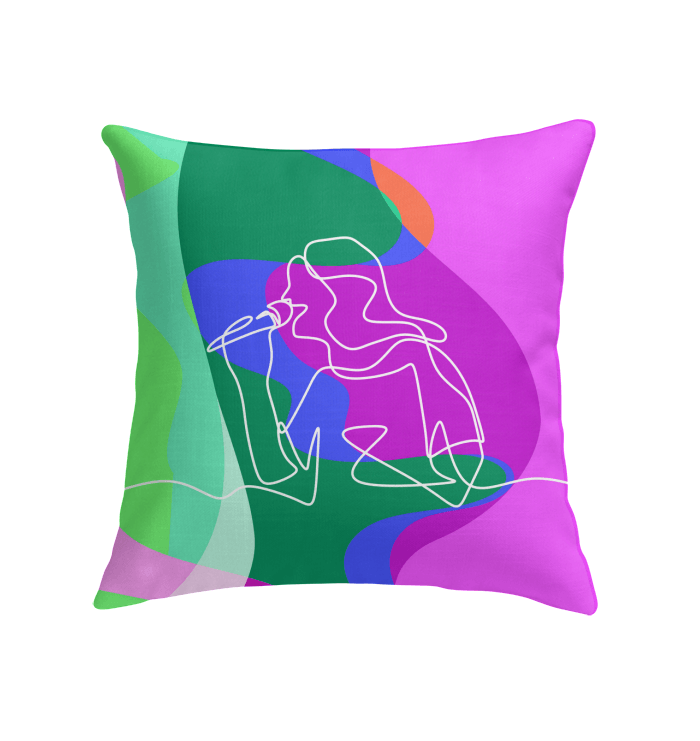 Girl Singing Line Art Indoor Pillow - Beyond T-shirts