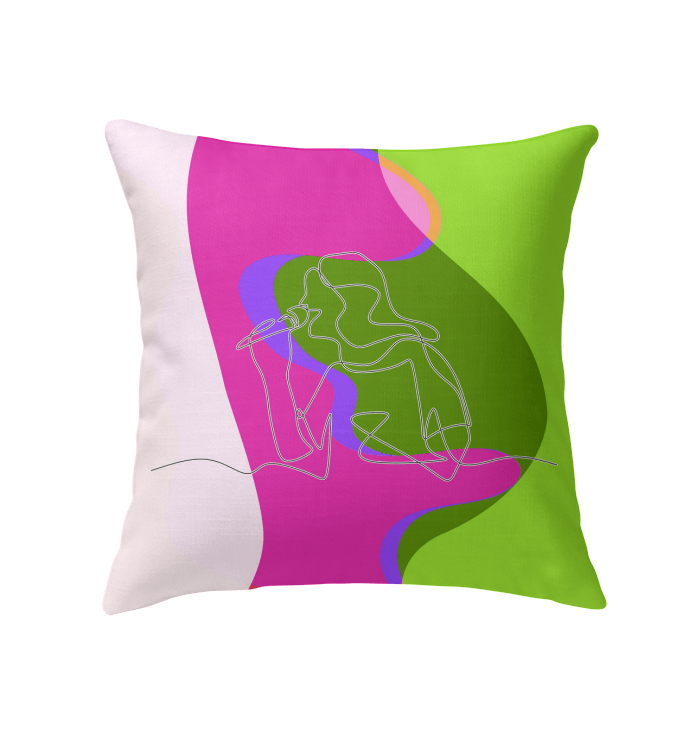 Girl Singing Line Art Indoor Pillow - Beyond T-shirts