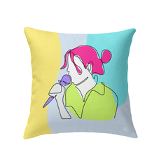 Girl Singing Line Art Indoor Pillow - Beyond T-shirts