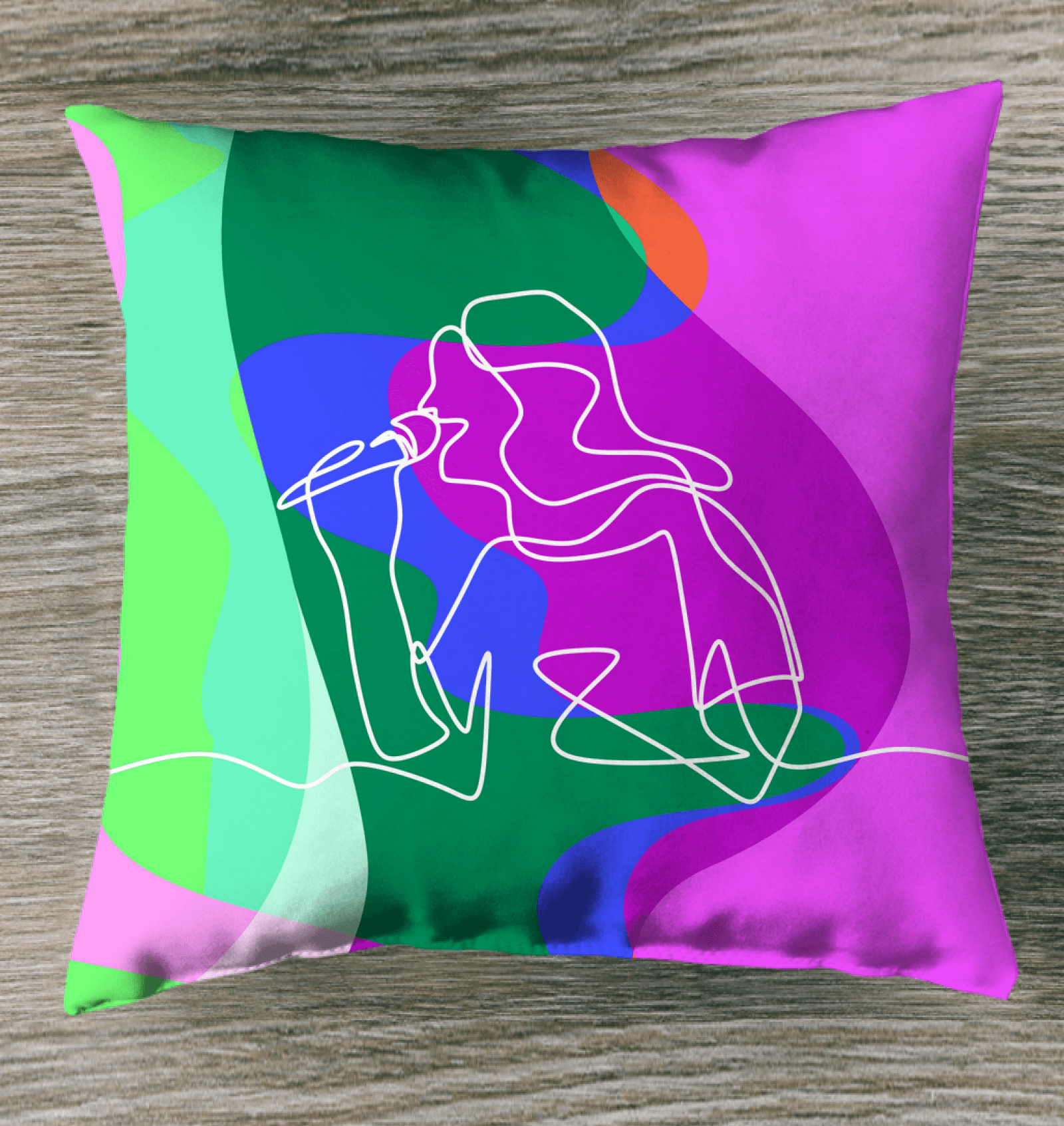 Girl Singing Line Art Indoor Pillow - Beyond T-shirts