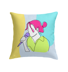 Girl Singing Line Art Indoor Pillow - Beyond T-shirts