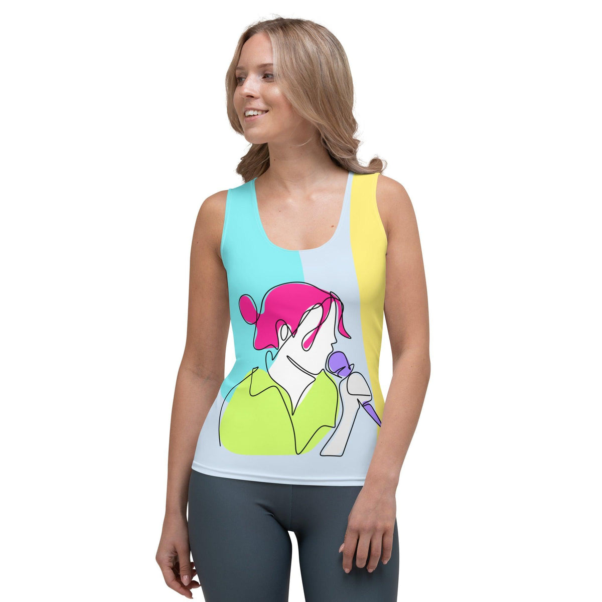 Girl Singing Line Art Sublimation Tank Top