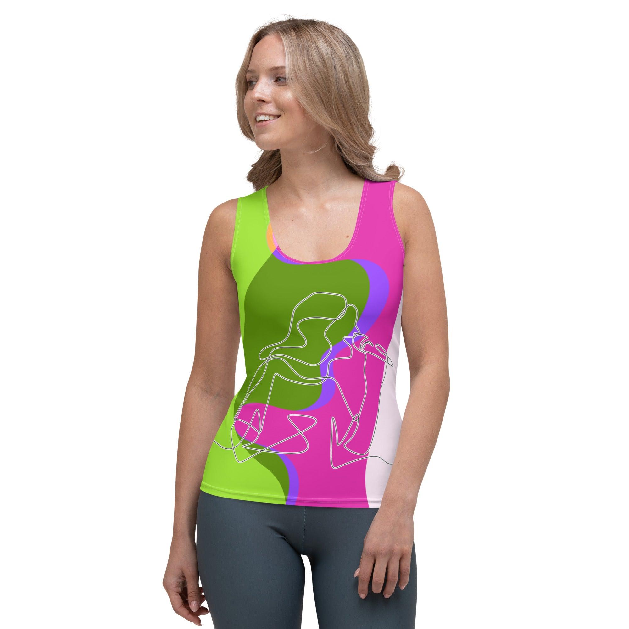 Girl Singing Line Art Sublimation Cut & Sew Tank Top - Beyond T-shirts