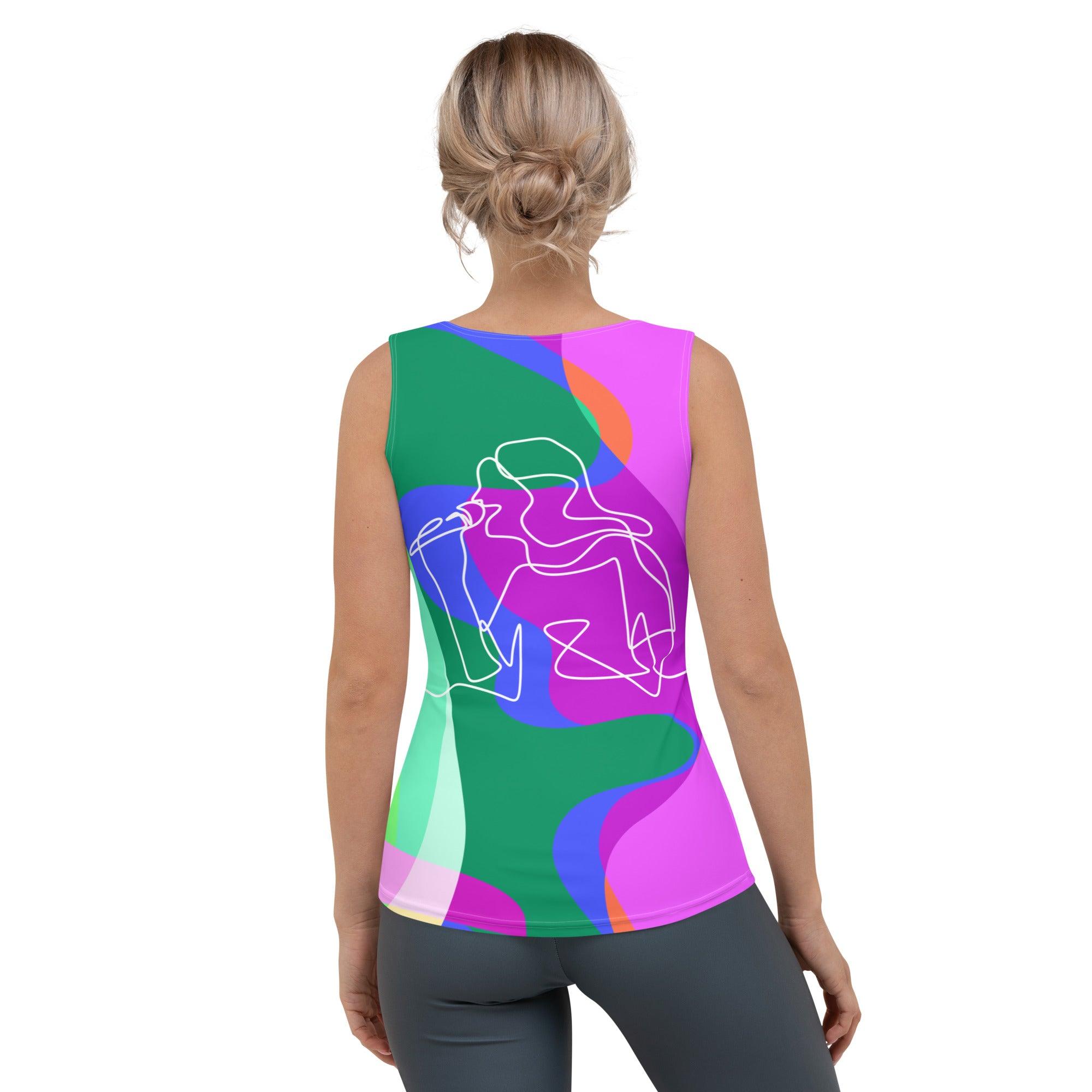 Girl Singing Line Art Sublimation Cut & Sew Tank Top - Beyond T-shirts