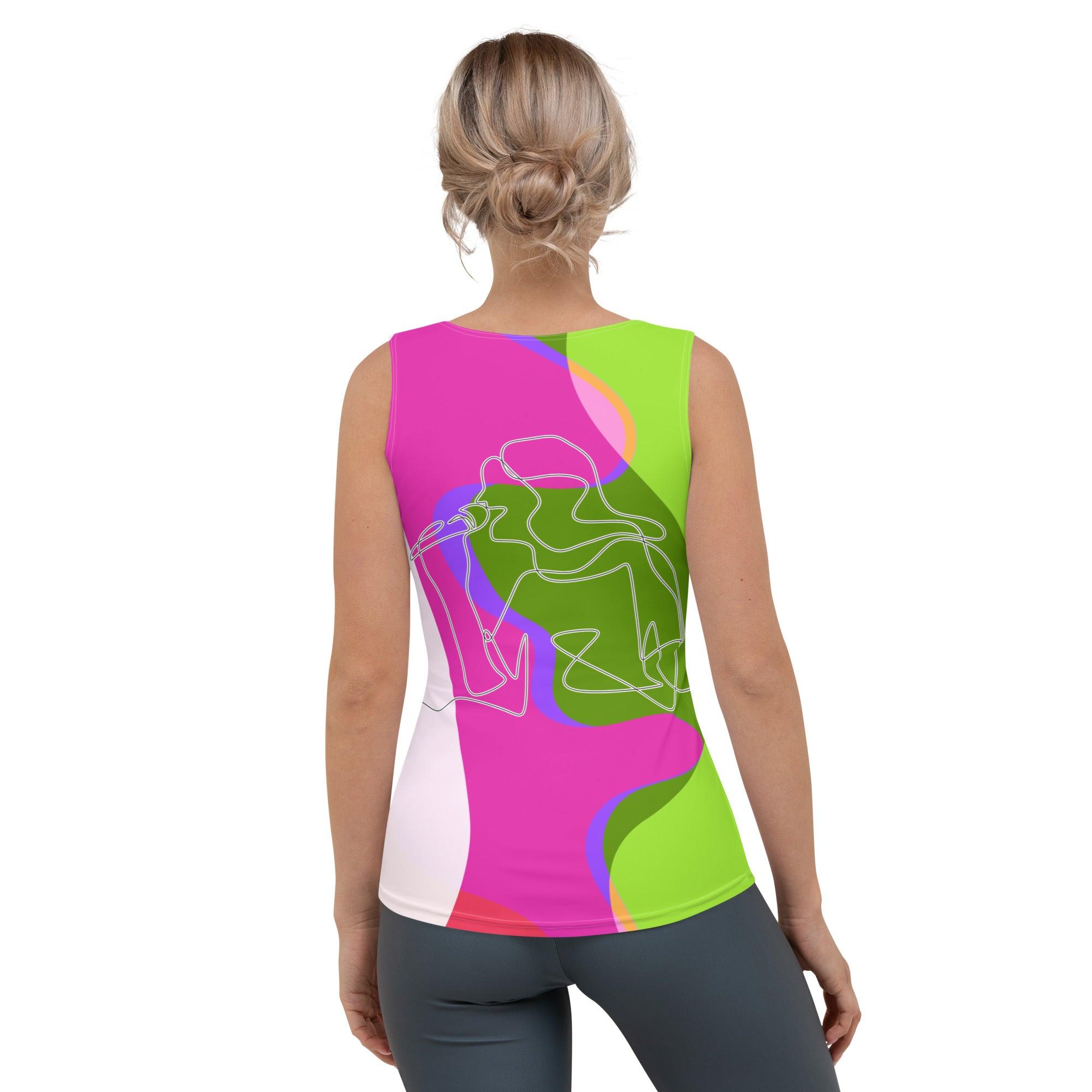 Girl Singing Line Art Sublimation Cut & Sew Tank Top - Beyond T-shirts
