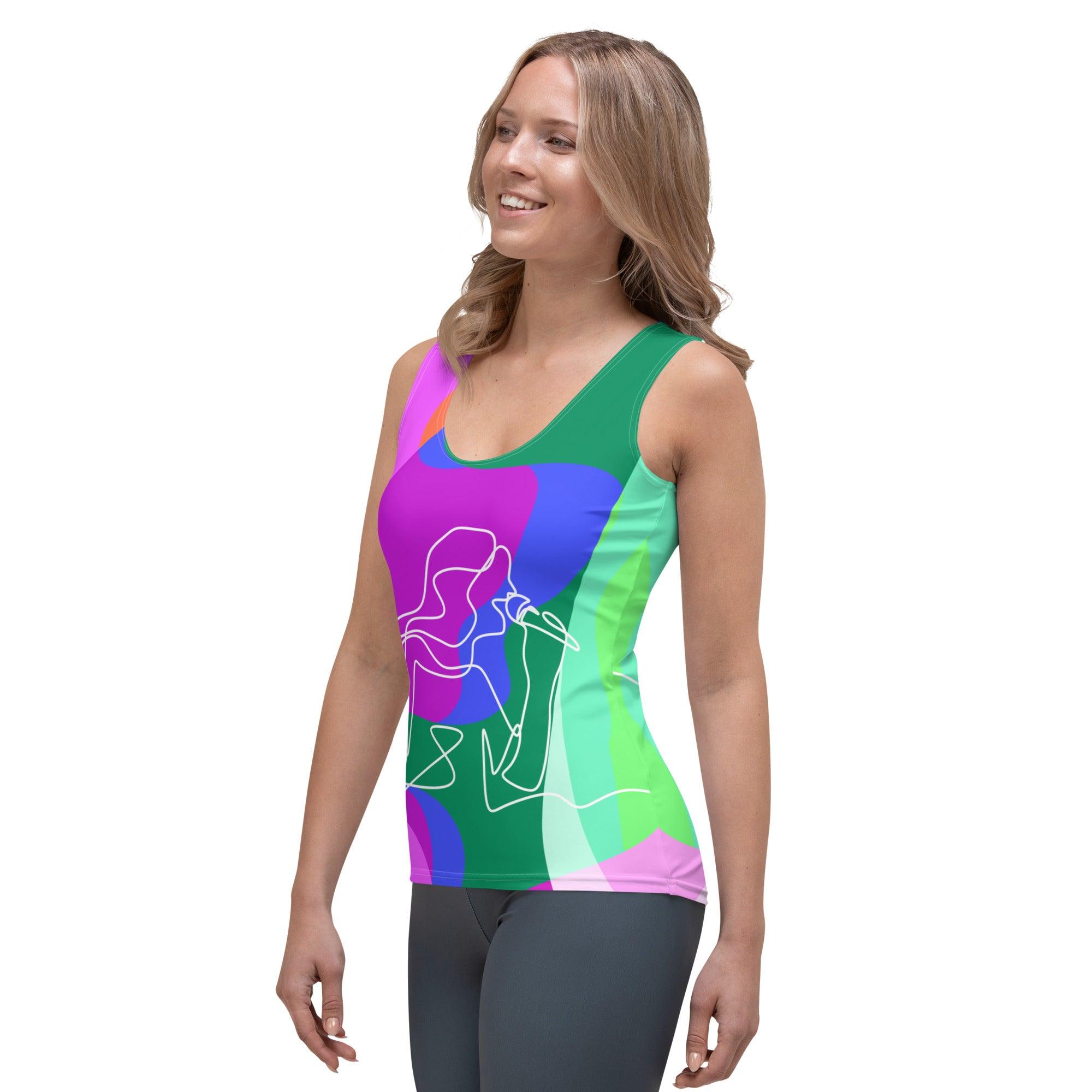 Girl Singing Line Art Sublimation Cut & Sew Tank Top - Beyond T-shirts