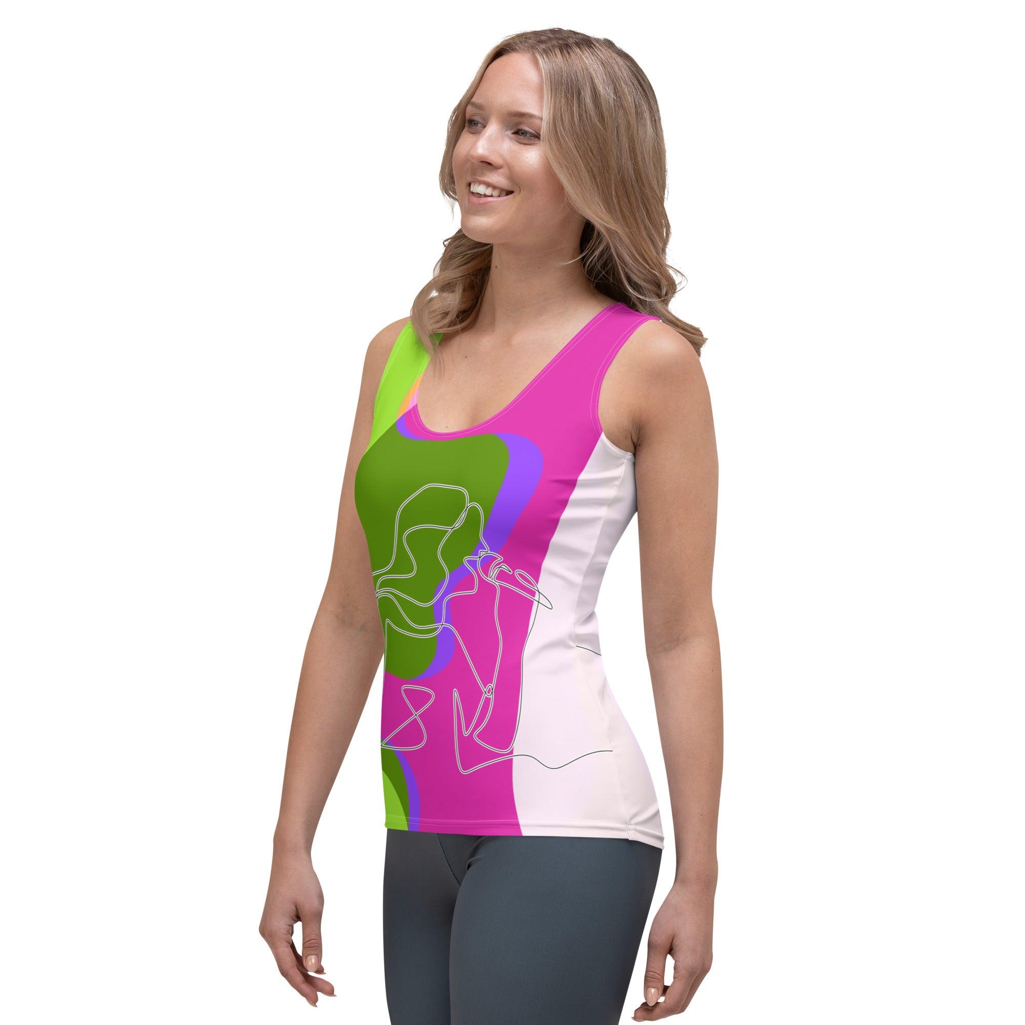 Girl Singing Line Art Sublimation Cut & Sew Tank Top - Beyond T-shirts