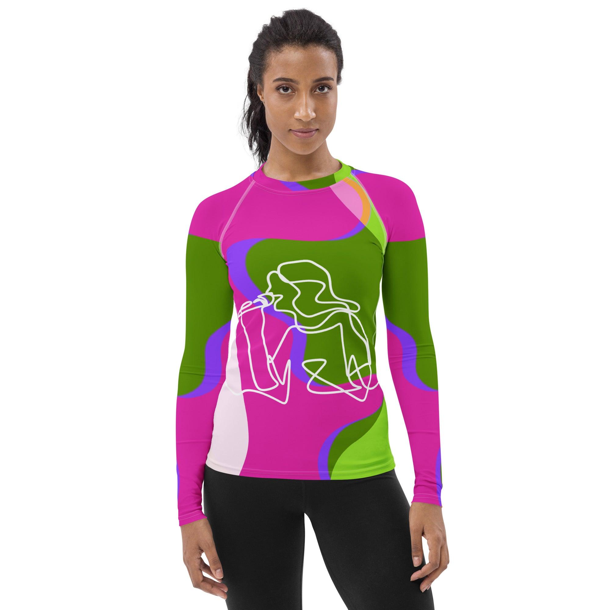 Girl Singing Line Women's Rash Guard - Beyond T-shirts