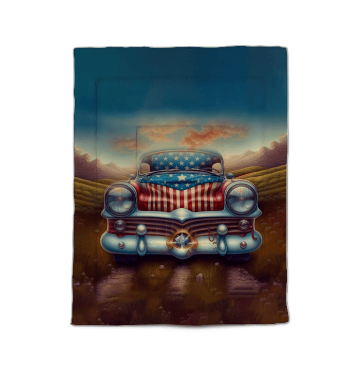 Patriotic twin-size comforter featuring stars and stripes pattern.