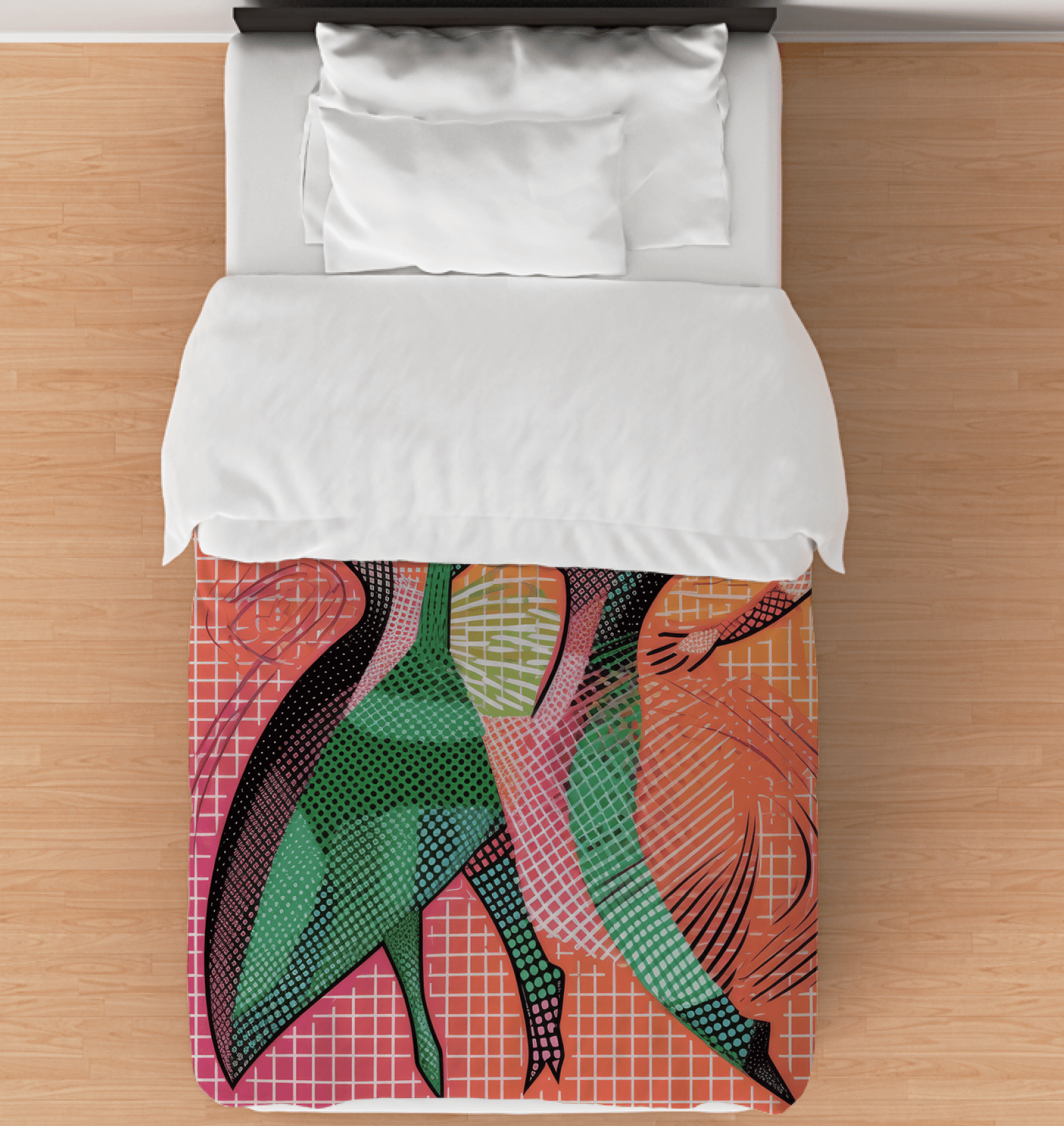 Elegant duvet cover with graceful dance-inspired design for a stylish bedroom.