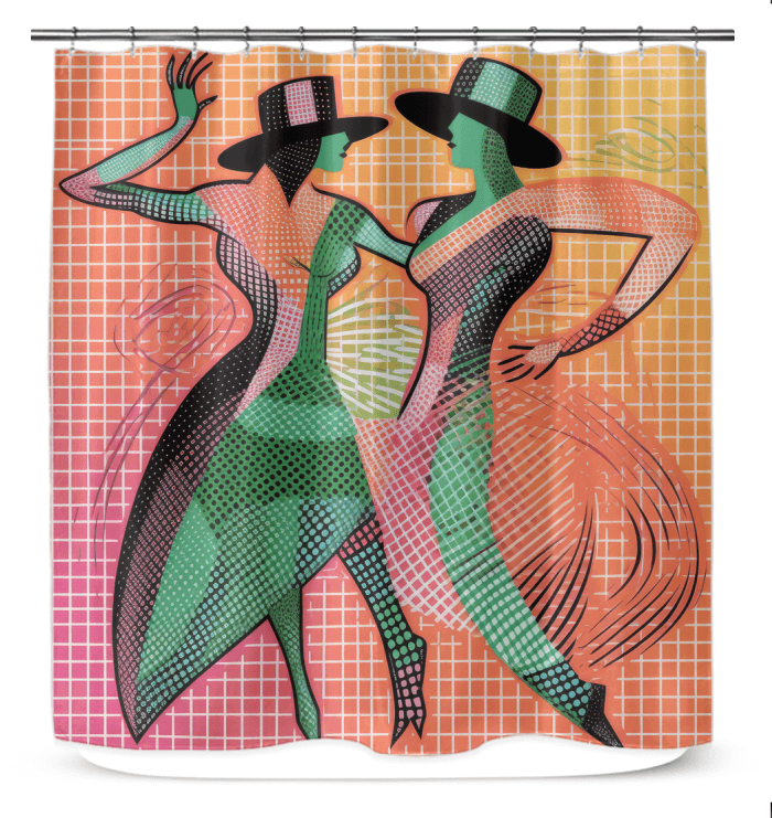 Graceful Dance Fashion Shower Curtain in elegant bathroom setting, enhancing decor style.