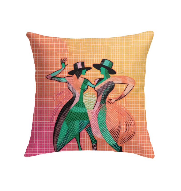 Chic indoor pillow with graceful dance fashion motif for modern home decor.