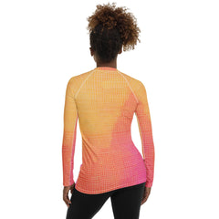 Elegant women's rash guard with Graceful Dance design, side view.