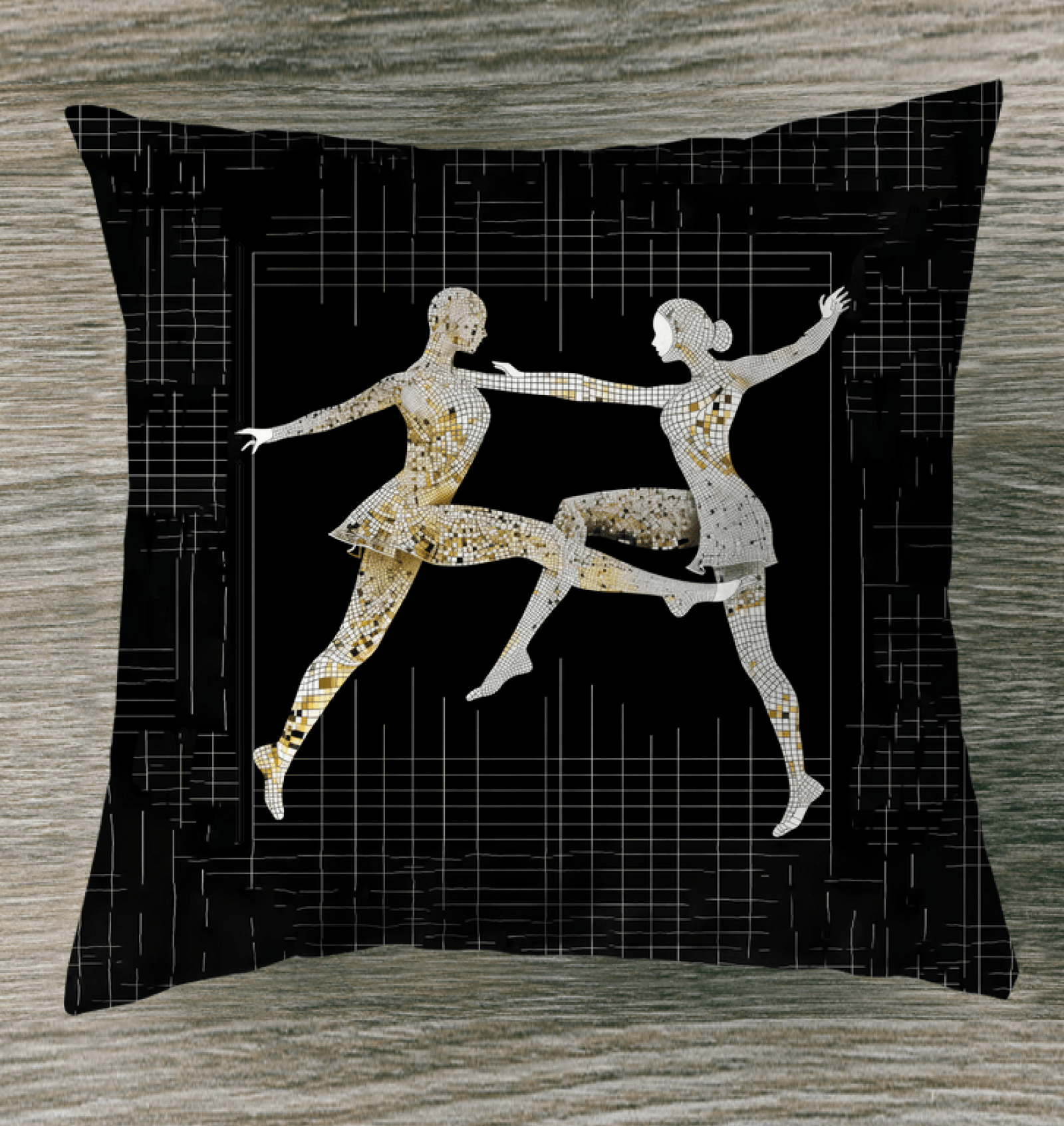 Artistic indoor pillow featuring a graceful feminine dance posture design.