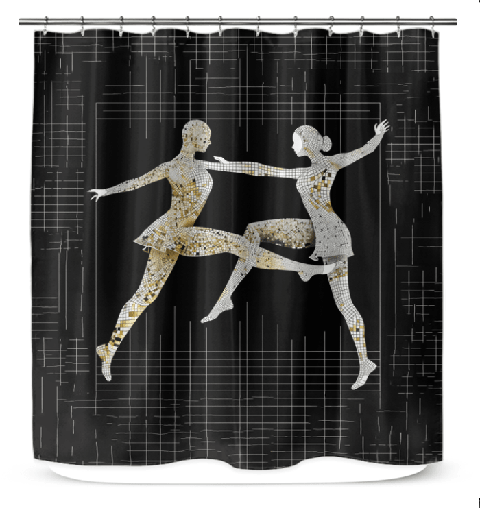 Elegant feminine dance posture printed shower curtain for stylish decor.