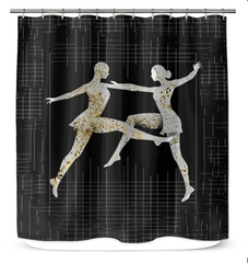 Elegant feminine dance posture printed shower curtain for stylish decor.