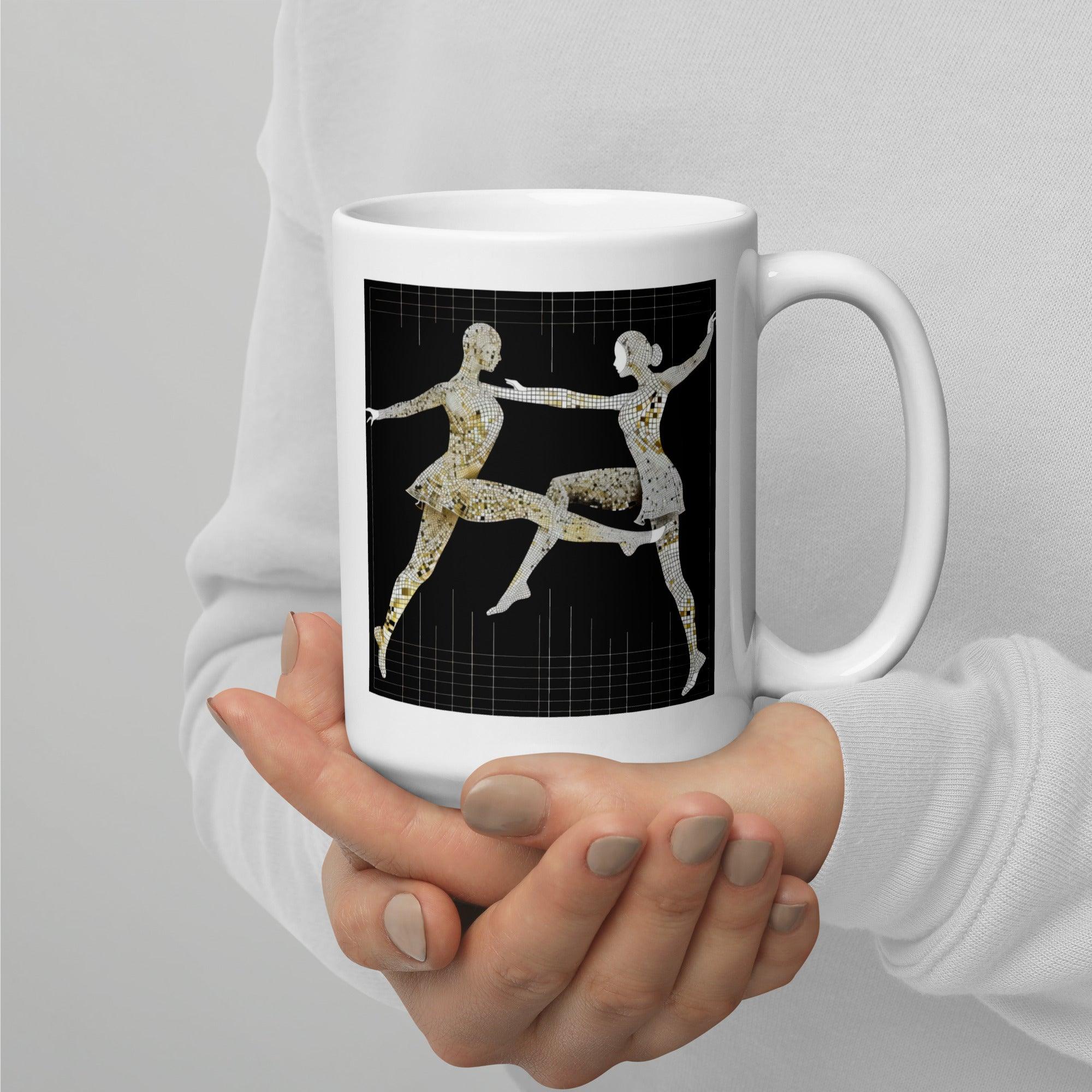 White glossy mug with elegant dancer design