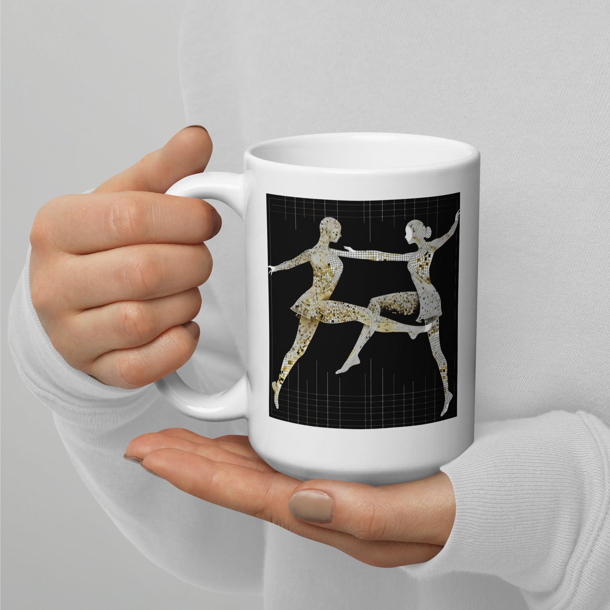 Artistic dance posture coffee mug in glossy white