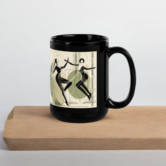 Black glossy mug with graceful women's dance attire design