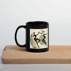 Elegant dance-themed coffee mug in glossy black