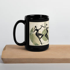 Dance-inspired glossy black mug for women, perfect gift idea