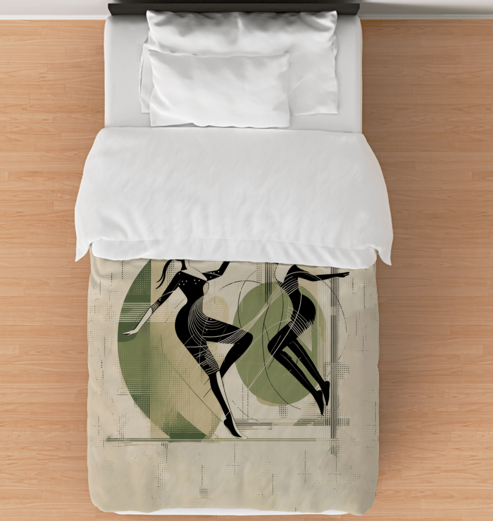 Elegant Twin-Sized Comforter with Women's Dance Attire Design for a Serene Bedroom.