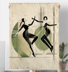 Elegant sherpa blanket with women's dance attire design, perfect for cozy relaxation.