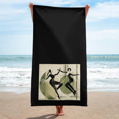 Elegant dance towel draped on a ballet barre for women.