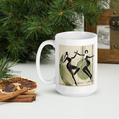 Stylish white mug featuring women's dance attire design