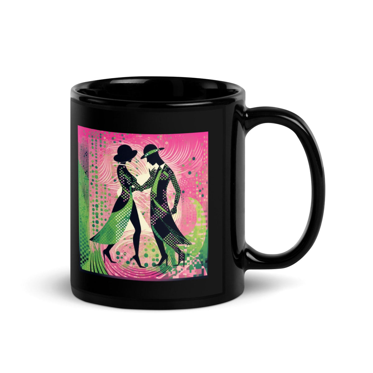 Graceful Women's Black Glossy Coffee Mug for Dancers