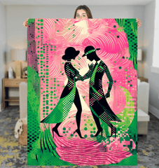 Elegant sherpa blanket with women's dance flair design for cozy home decor.