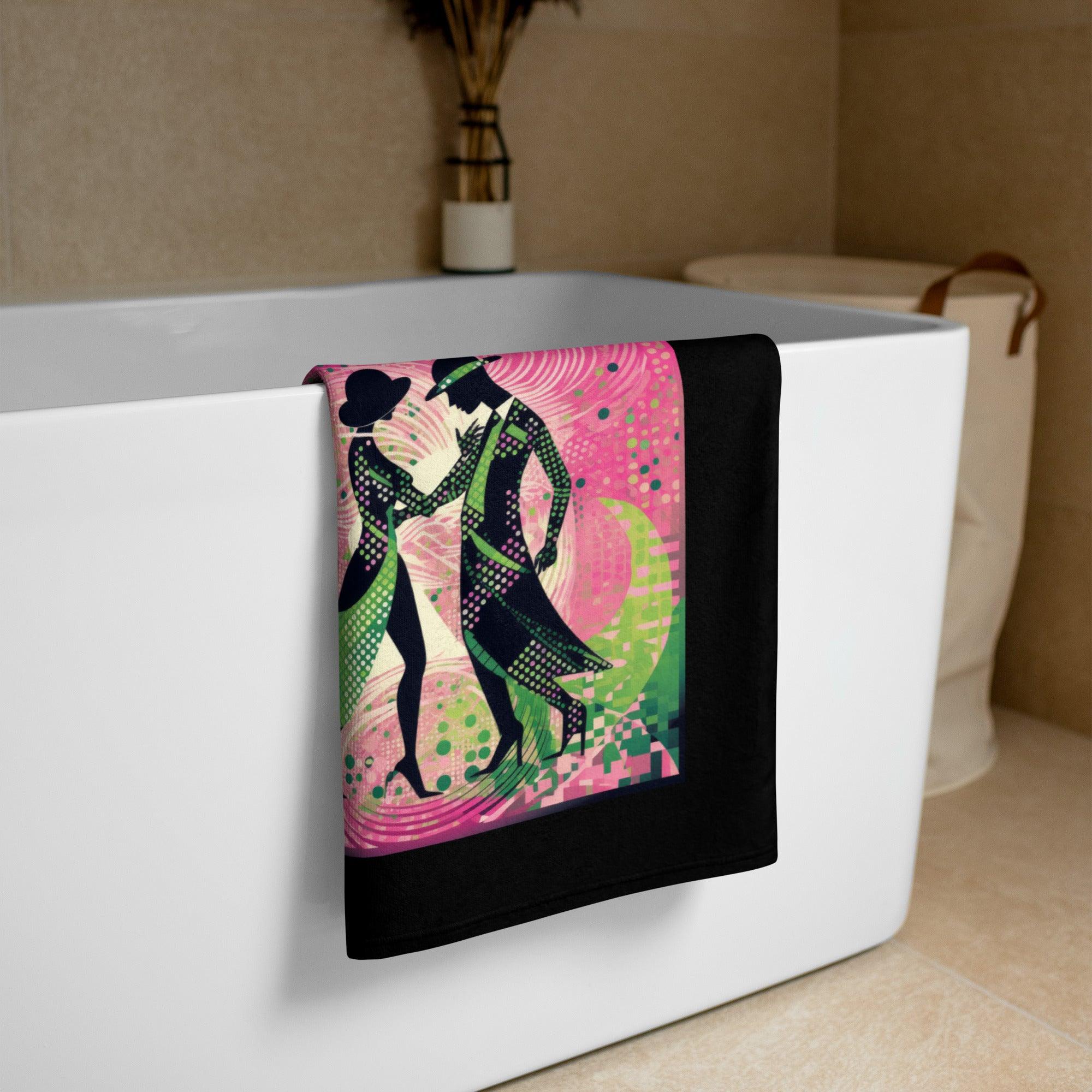 Elegant dance flair towel for women displayed on a ballet barre.