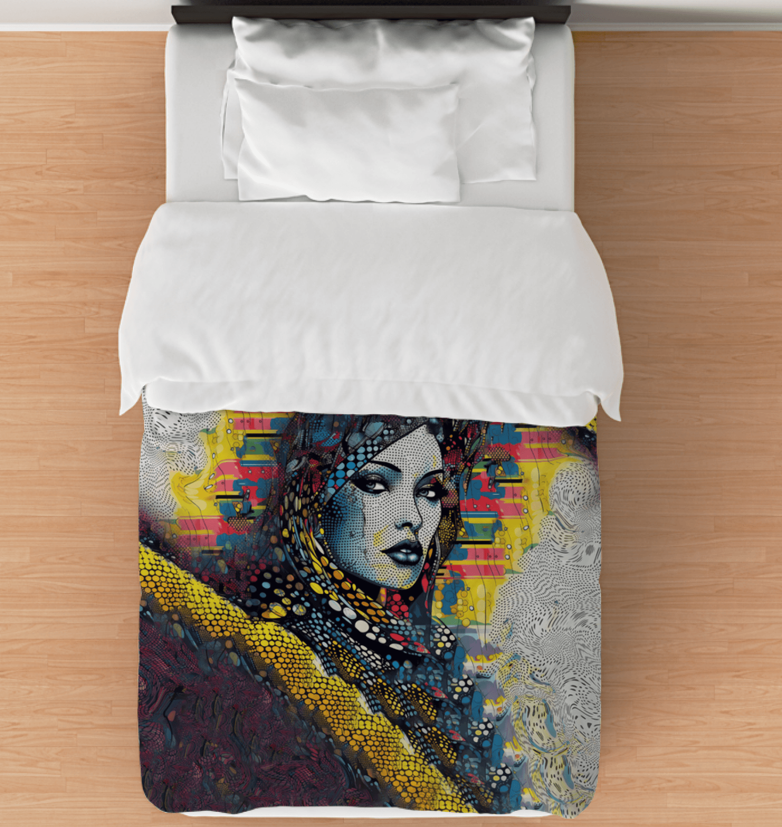 Graphic Genius Comforter - Twin on Bed.