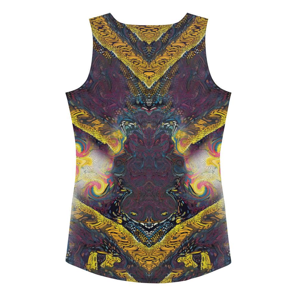 Fashionable Graphic Genius Tank Top Side Profile.