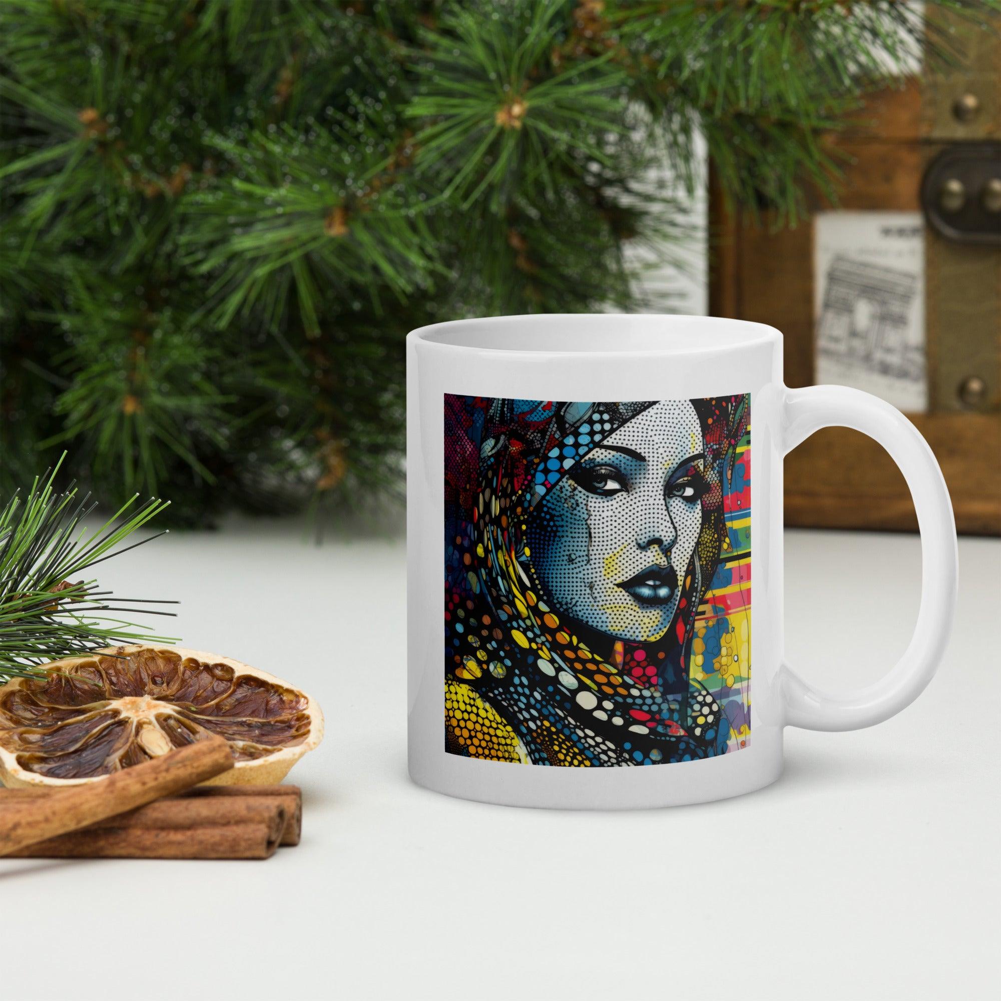 Graphic Genius White Glossy Mug with unique artwork.