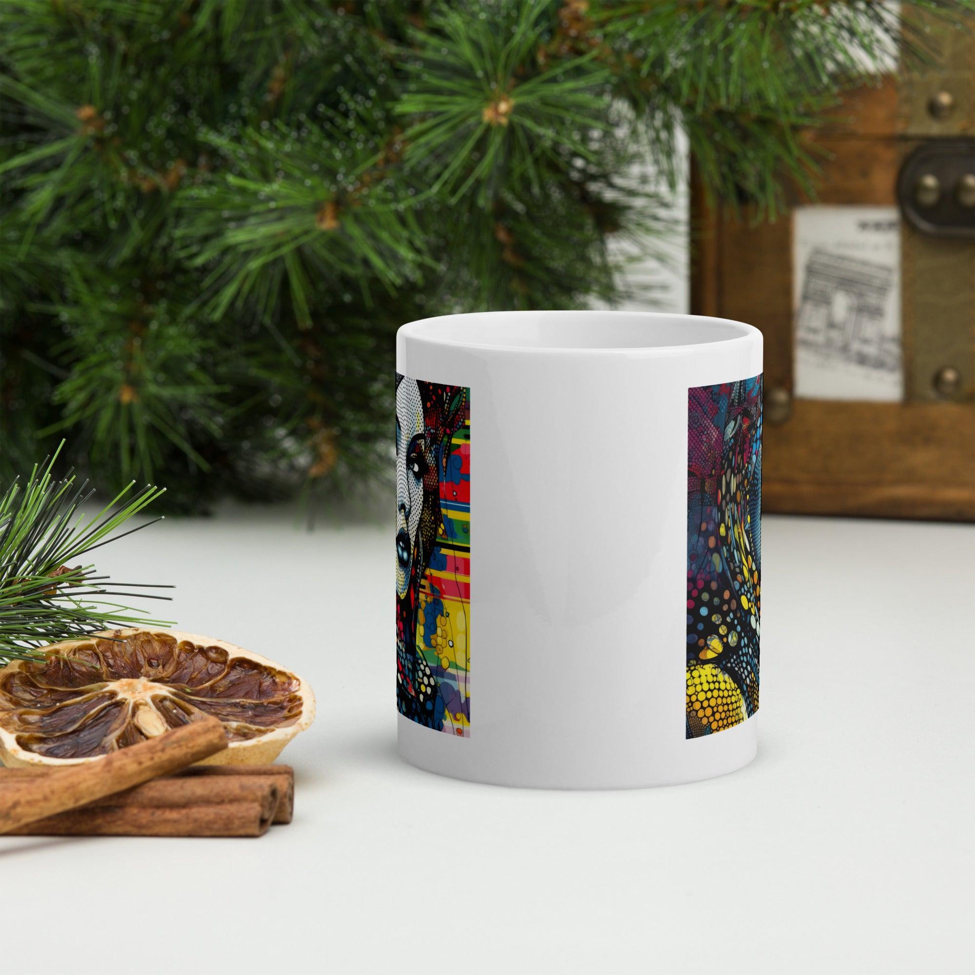 Innovative Graphic Genius mug in glossy white finish.