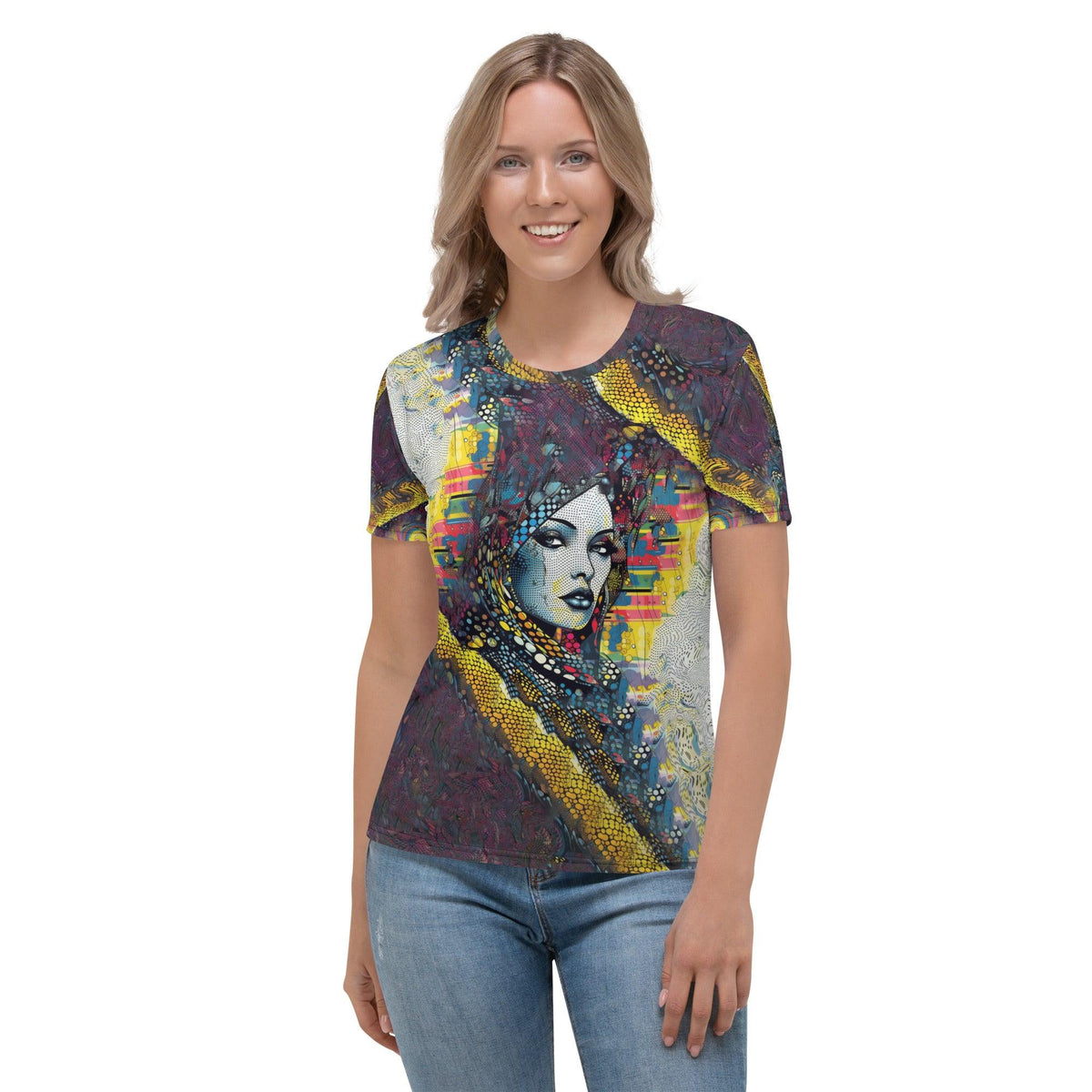 Graphic Genius Women's T-shirt front view on model.