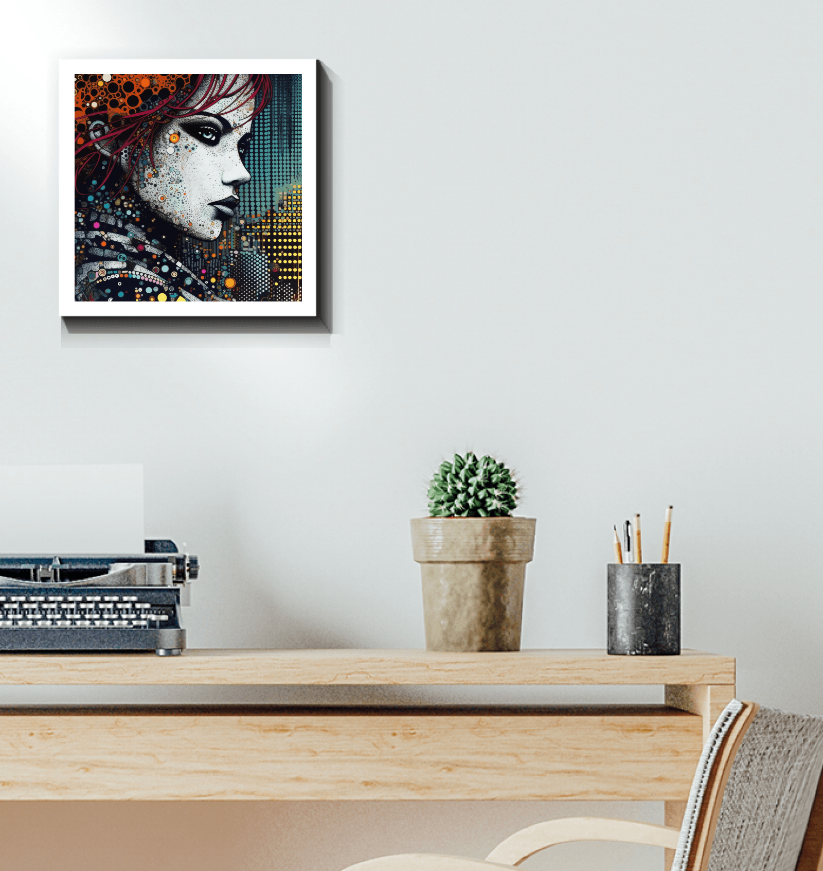 Modern home decor featuring Graphic Glory Wrapped Canvas.