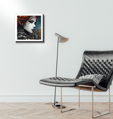 Graphic Glory Wrapped Canvas as a focal point in bedroom decor.