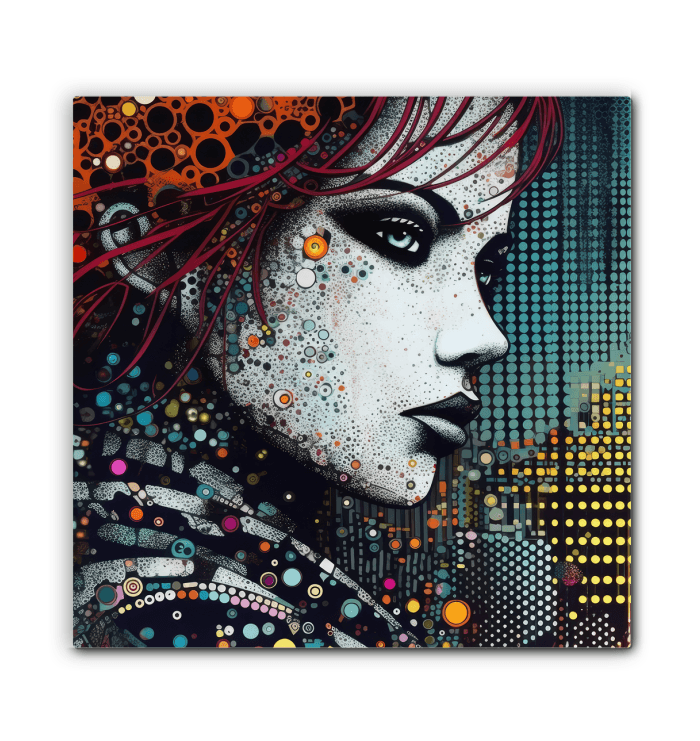 Graphic Glory Wrapped Canvas hanging in a well-lit hallway.