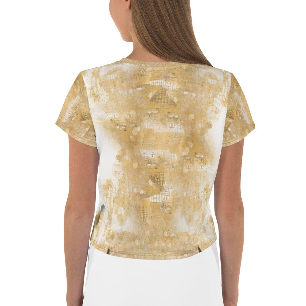 Graphic Gold All-Over Print Crop Tee - Beyond T-shirts