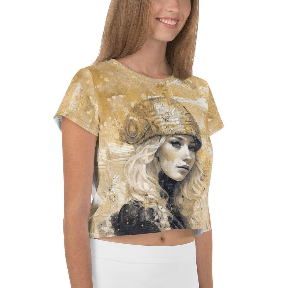 Graphic Gold All-Over Print Crop Tee - Beyond T-shirts