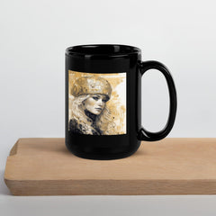 Graphic Gold Black Glossy Mug Front View