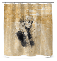 Graphic Gold Shower Curtain - Beyond T-shirts