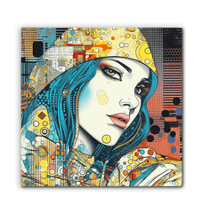 Graphic Greatness II wrapped canvas in a cozy reading nook.