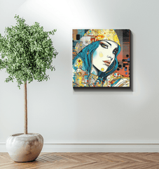 Graphic Greatness II wrapped canvas in a modern living room setting.