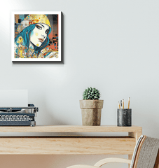 Graphic Greatness II canvas art displayed above a minimalist sofa.