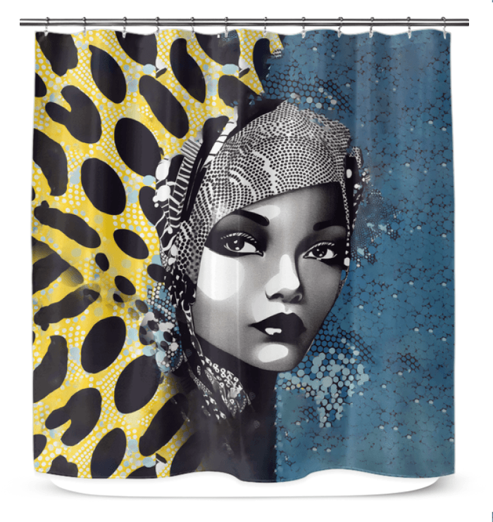 Graphic Guru Shower Curtain with Abstract Design.