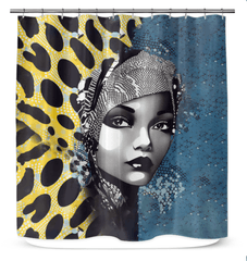 Graphic Guru Shower Curtain with Abstract Design.