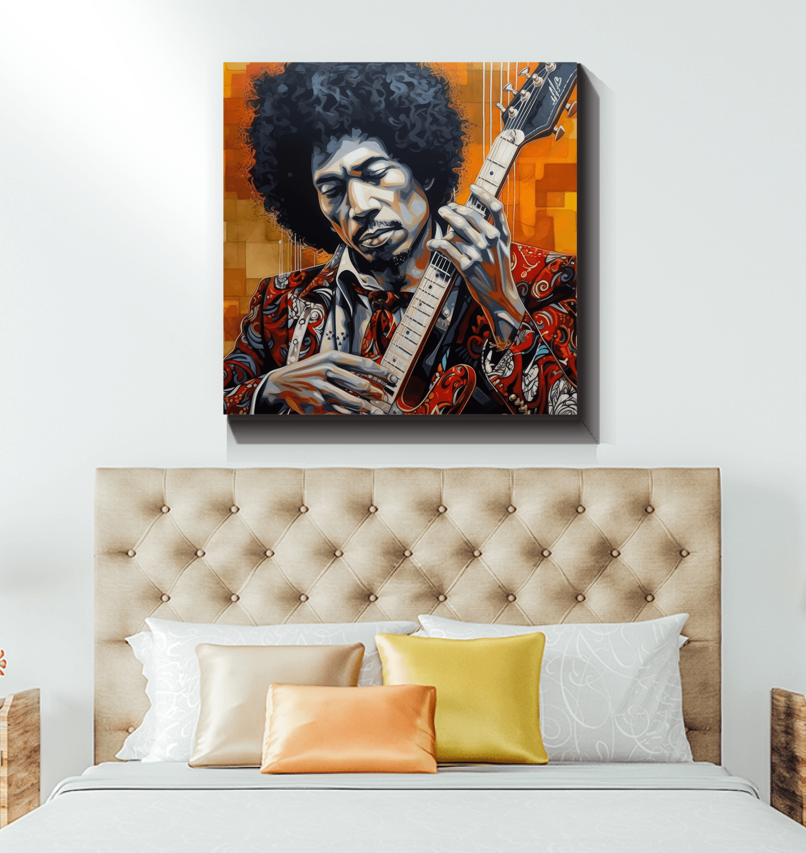 Enhance your room with guitar music canvas.
